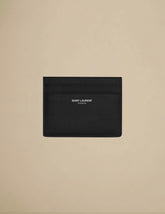 Saint Laurent Paris Card Case Grain De Poudre Embossed Leather Black