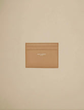 Saint Laurent Paris Credit Card Case Grain De Poudre Embossed Leather Beige