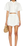 SIMKHAI Solange Cropped Shirt White