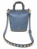 Valentino Garavani Rock Stud Bucket Bag Blue w/ Silver Hardware