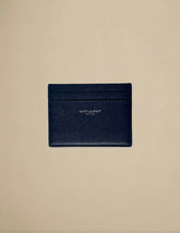 Saint Laurent Paris Grain De Poudre Embossed Leather Card Case Midnight Blue