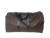 Louis Vuitton Keepall Bandouliere 55 Monogram Duffle Bag w/ Silver Hardware