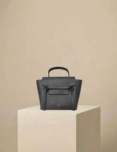 Celine Nano Grained Calfskin Belt Bag Dark Grey w/ Gold Hardware