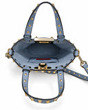 Valentino Garavani Rock Stud Bucket Bag Blue w/ Silver Hardware