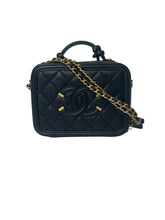 CHANEL CC Filigree Vanity Case Bag Black w/ Gold Hardware