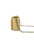 Prada Raffia Embroidered Logo Crossbody Bag w/ Chain Strap Natural w/ Gold Hardware