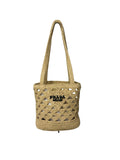 Prada Mini Logo Raffia Tote Bag Natural