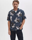 Rag & Bone Printed Avery SS Printed Shirt Navy