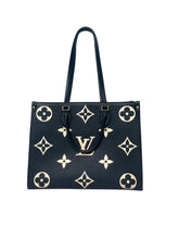 Louis Vuitton Monogram Bicolor OnTheGo MM Black/ Beige Bag w/ Gold Hardware