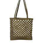 Prada Small Raffia Embroidered Triangle Logo Tote Bag Olive w/ Gold Hardware