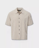 Men’s Rag & Bone Dalton Jacquard Short Sleeve Shirt in Pale Taupe SS Valentine Stripe with button front and subtle jacquard stripe pattern.