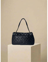 CHANEL Shoulder Tote Bag Black w/ Gold Hardware
