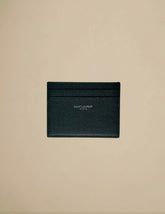 Saint Laurent Paris Card Case Grain De Poudre Embossed Leather Dark Green