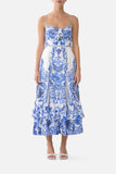 Camilla Ruffle Hem Tie Front Midi Dress Ceramic Panoramic