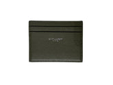 Saint Laurent Paris Grain De Poudre Embossed Leather Card Case Sage