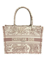 Dior Medium Book Tote Bag Ecru & Pink Embroidery