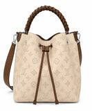 Louis Vuitton Mahina Bucket Bag Beige w/ Silver Hardware