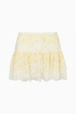 LoveShackFancy Kellison Cotton-Silk Mini Skirt Lemon Haze