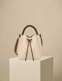 Louis Vuitton Mahina Bucket Bag Beige w/ Silver Hardware