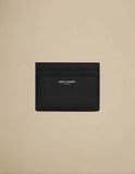 Saint Laurent Paris Card Case Grain De Poudre Embossed Leather Black