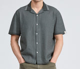 Rag & Bone Harvey Cross Stitch Camp Shirt Charcoal Green