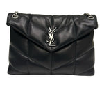 Saint Laurent Medium Lou Lou Puffer Bag Black Nappa Leather w/ Silver Hardware