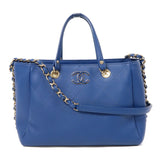 CHANEL Quilted Lambskin Tote Bag Blue