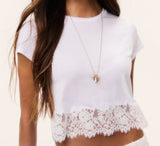 LoveShackFancy Avelina Tee Off  White