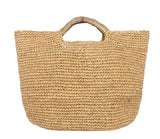 FloraBella Napa Lux Small Crochet Raffia/Leather Tote Sahara/Gold