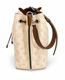 Louis Vuitton Mahina Bucket Bag Beige w/ Silver Hardware