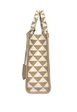 Prada Symbole Triangle Jacquard Tote Bag Beige w/ Gold Hardware