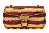 Gucci GG Marmont Medium Woven Shoulder Bag Red/ Natural w/ Gold Hardware