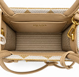 Prada Symbole Triangle Jacquard Shopper Tote Bag Beige w/ Gold Hardware