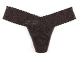 Hanky Panky Rolled Signature Original Lace Rolled Thong Solid Chocolate Noir O/S