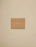 Saint Laurent Paris Credit Card Case Grain De Poudre Embossed Leather Beige