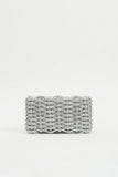 SIMKHAI Morgan Woven Rhinestone Clutch Silver