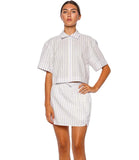SIMKHAI Catherine Boxer Skirt French Blue Stripe