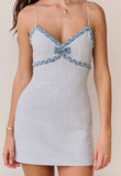 LoveShackFancy Novara Sleeveless Tweed Minidress — two-tone spaghetti strap mini dress at Low Key Fashion House Key West