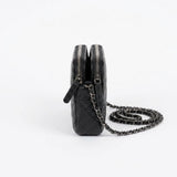 CHANEL Double Zipper Wallet On Chain Bag Black w/ Silver Hardware