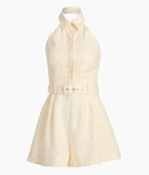 Zimmermann Awaken Halterneck Linen Playsuit Romper Cream