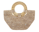 FloraBella Gili Small Crochet Rafia Tote Almond/Silver