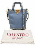 Valentino Garavani Rock Stud Bucket Bag Blue w/ Silver Hardware