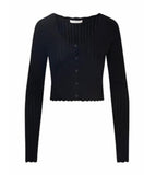 LoveShackFancy Martti Stretch Pointelle Cardigan Black