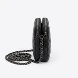 CHANEL Double Zipper Wallet On Chain Bag Black w/ Silver Hardware
