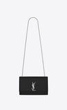 Saint Laurent Kate Medium Black Grain de Poudre Shoulder Bag Silver