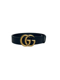 Gucci Unisex GG Buckle 1" Vintage Matte Belt w/ Gold Hardware