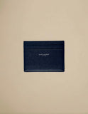 Saint Laurent Paris Grain De Poudre Embossed Leather Card Case Midnight Blue