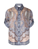 Zimmermann Wanderlust Short Sleeve Shirt Tapestry Blue