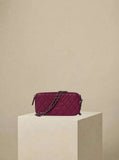 CHANEL Double Zipper Wallet On Chain Bag Purple w/ Silver Hardware