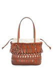 Loewe Fringe Square Basket Handbag Natural/ Tan Calfskin